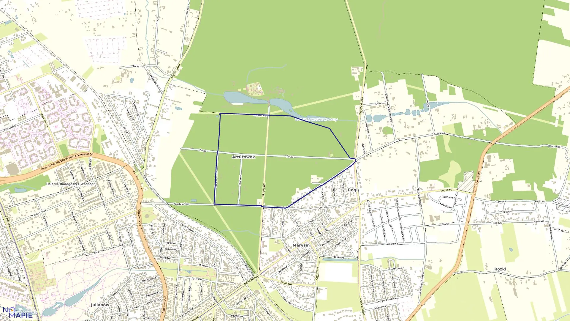 Mapa obrębu B-13 w mieście Łódź