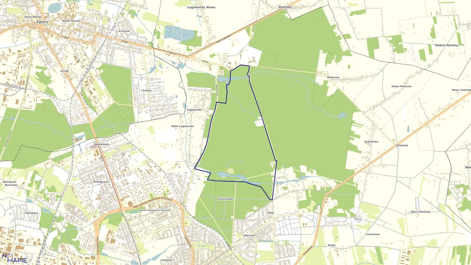 Mapa obrębu B-14 w mieście Łódź