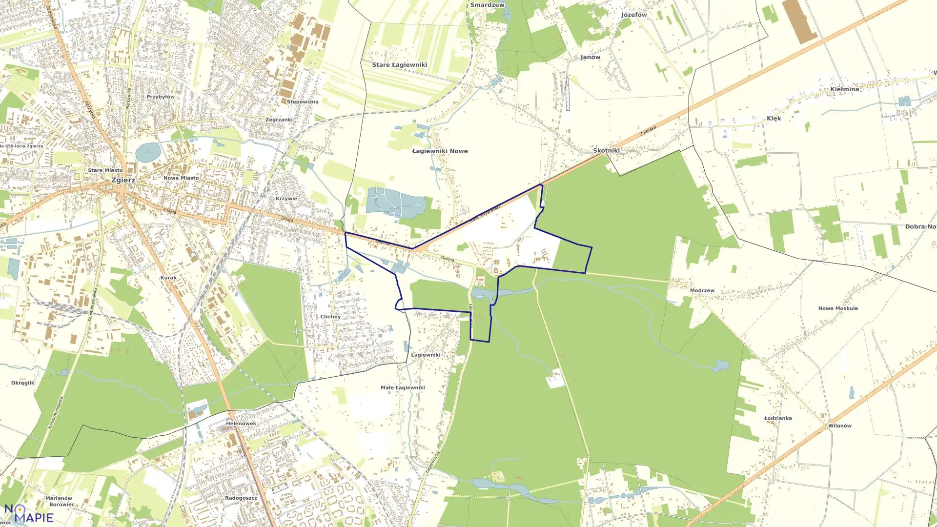 Mapa obrębu B-15 w mieście Łódź