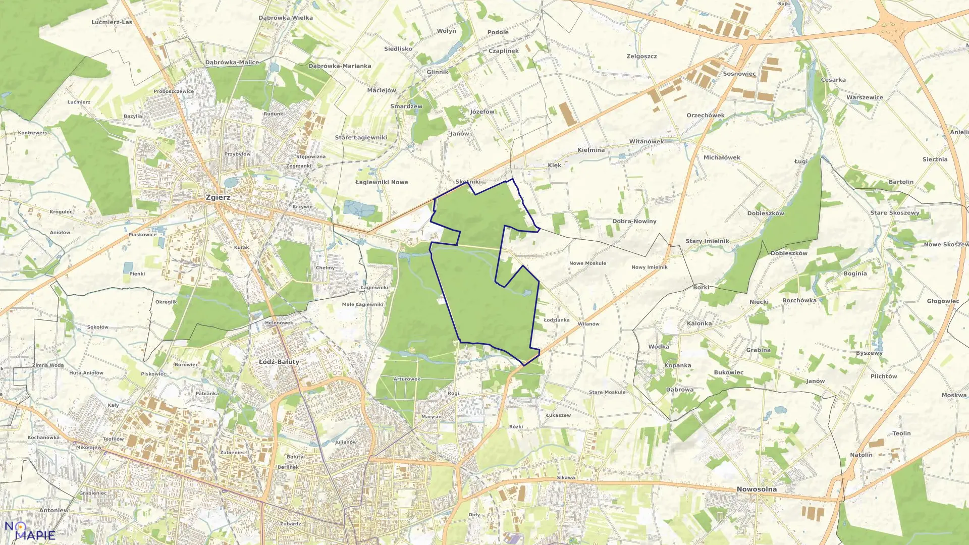 Mapa obrębu B-16 w mieście Łódź