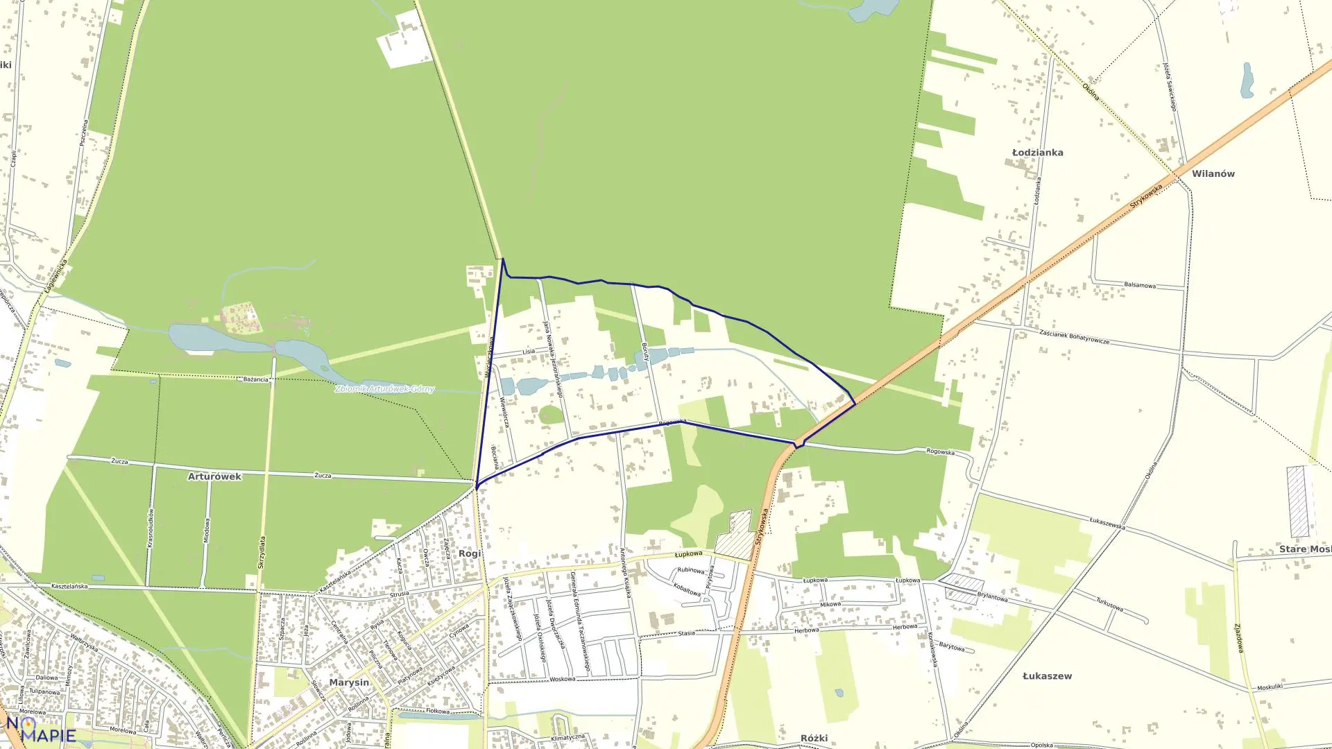 Mapa obrębu B-19 w mieście Łódź