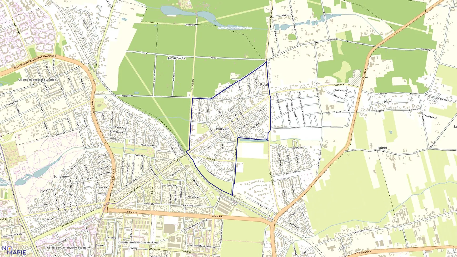 Mapa obrębu B-22 w mieście Łódź