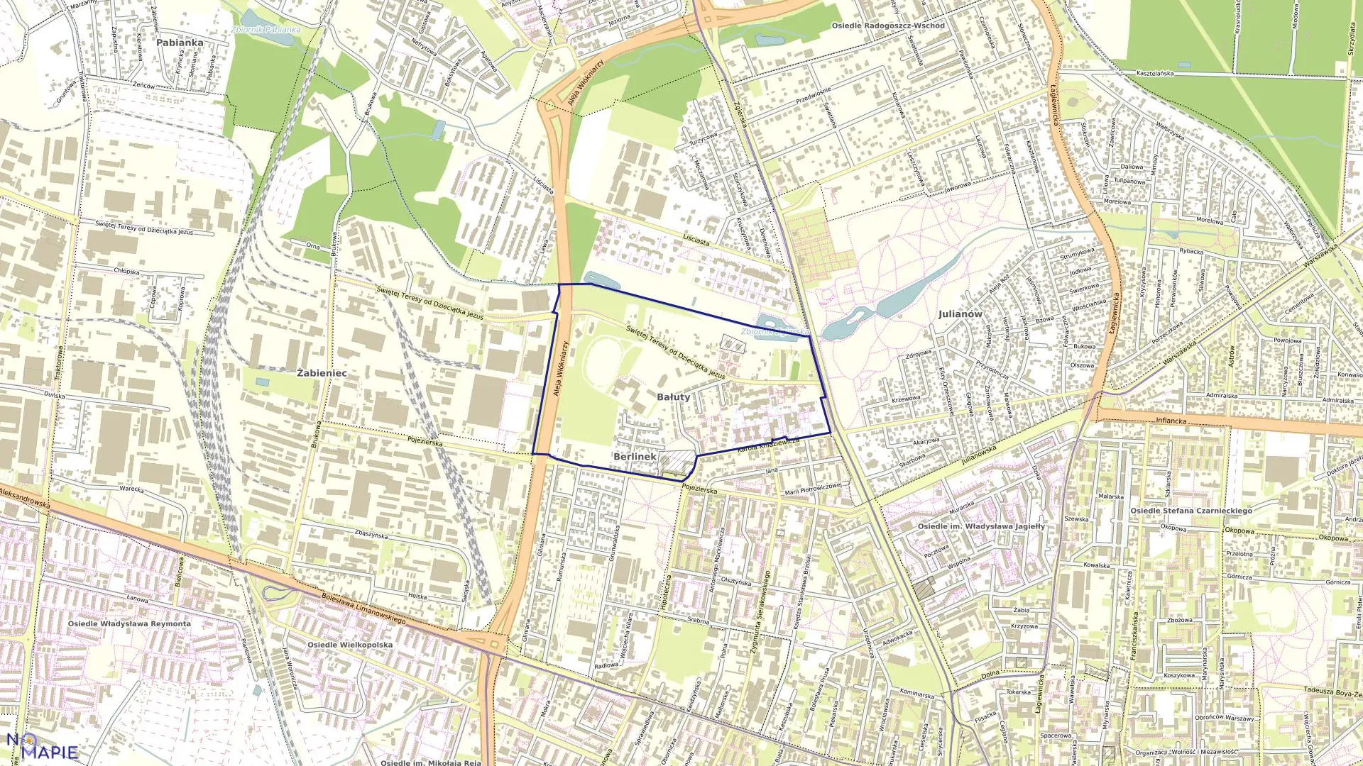 Mapa obrębu B-27 w mieście Łódź