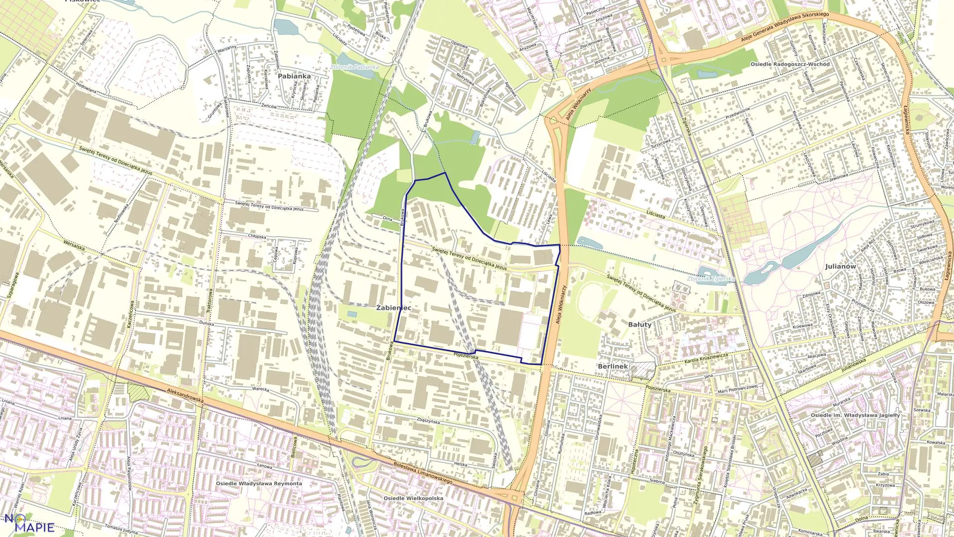 Mapa obrębu B-30 w mieście Łódź