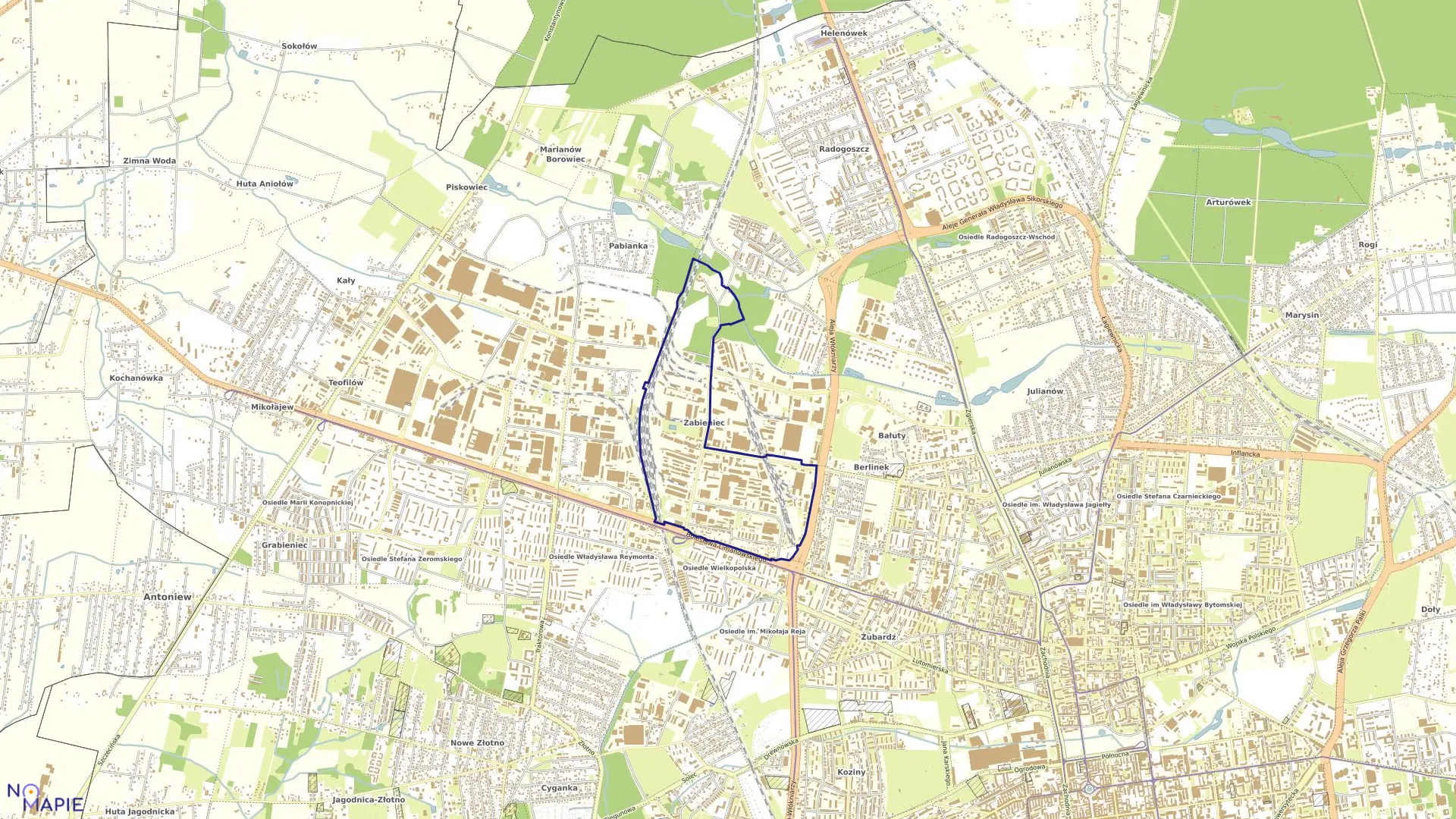 Mapa obrębu B-31 w mieście Łódź