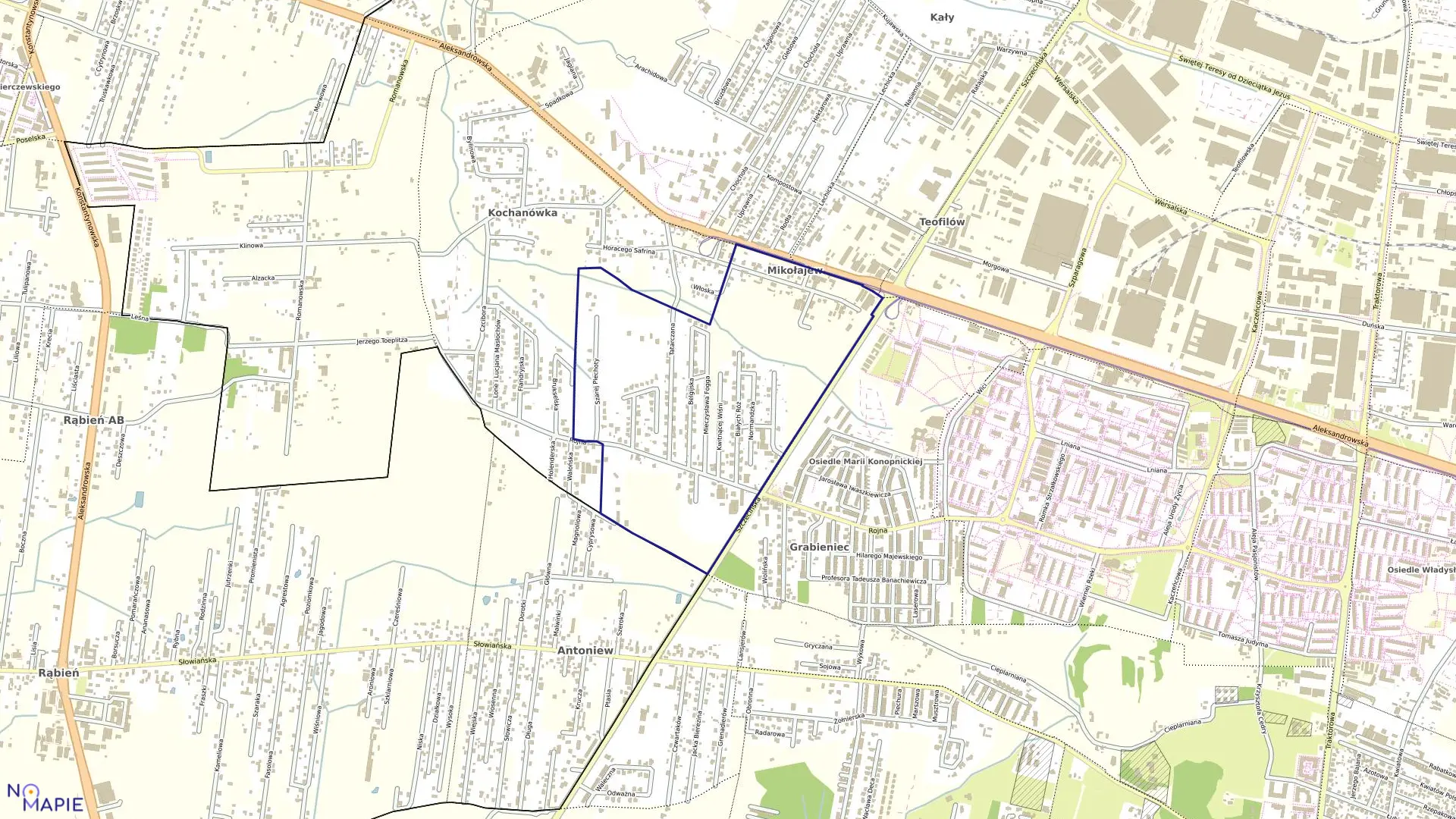 Mapa obrębu B-39 w mieście Łódź