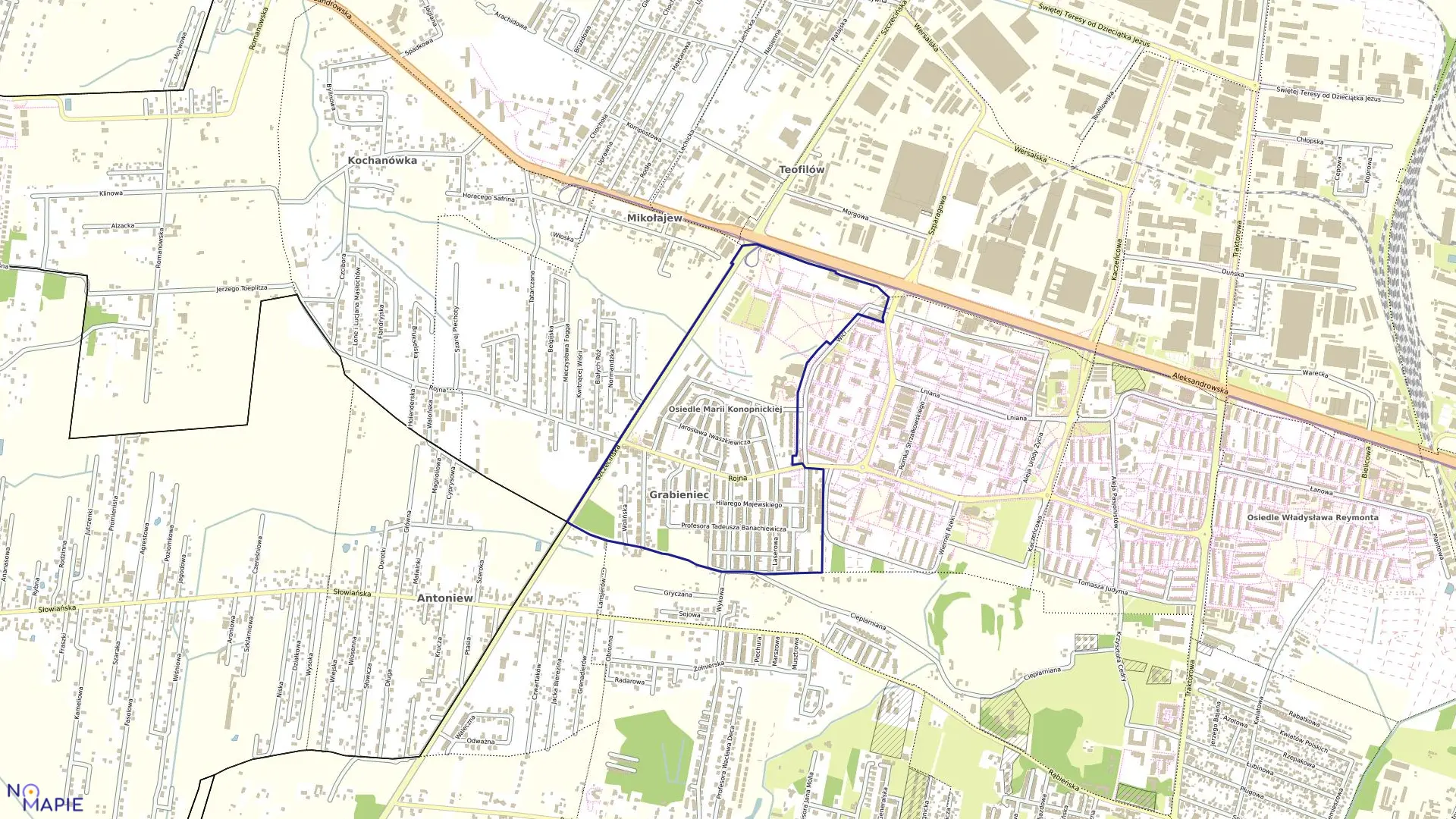 Mapa obrębu B-40 w mieście Łódź