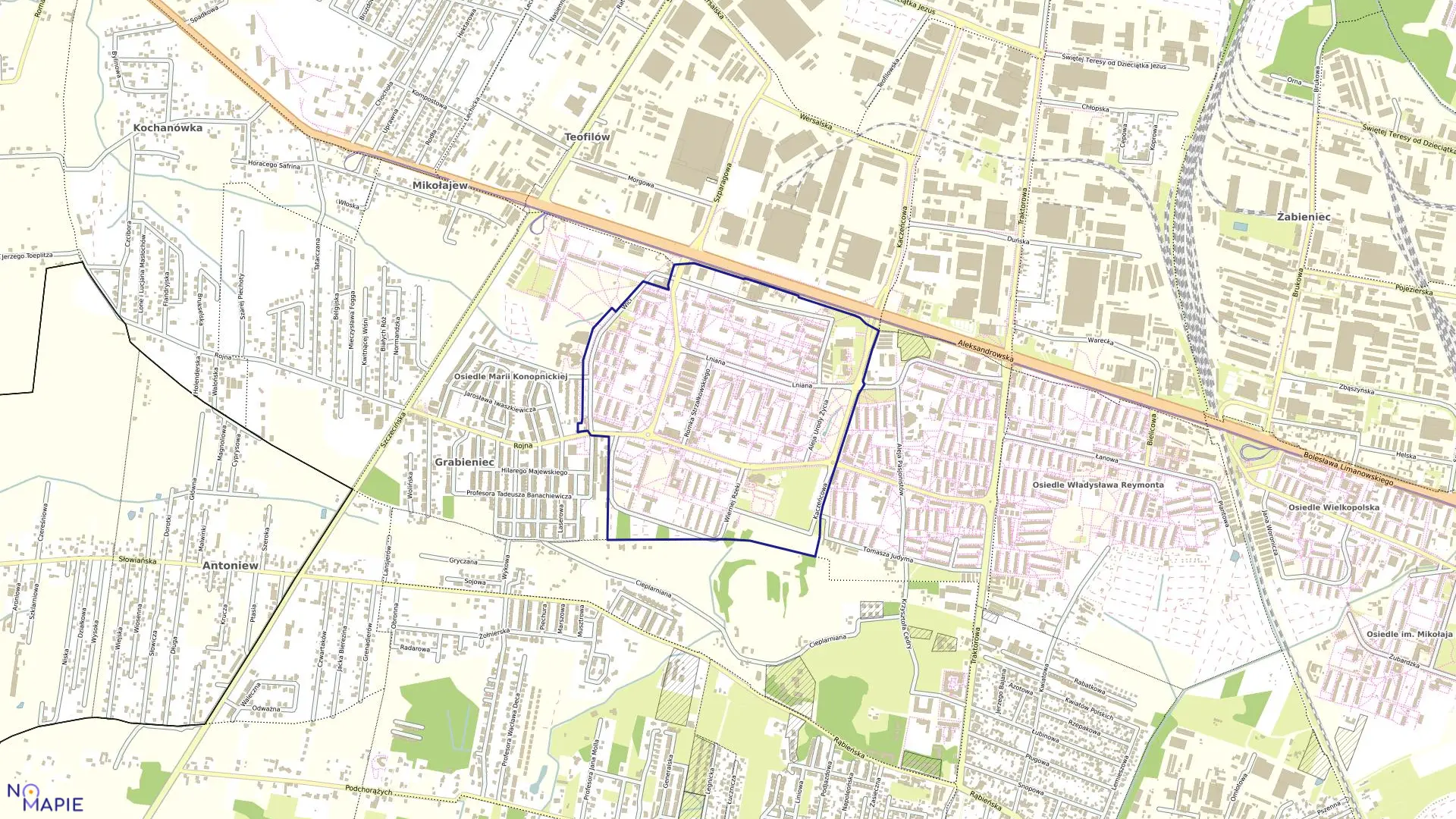 Mapa obrębu B-41 w mieście Łódź