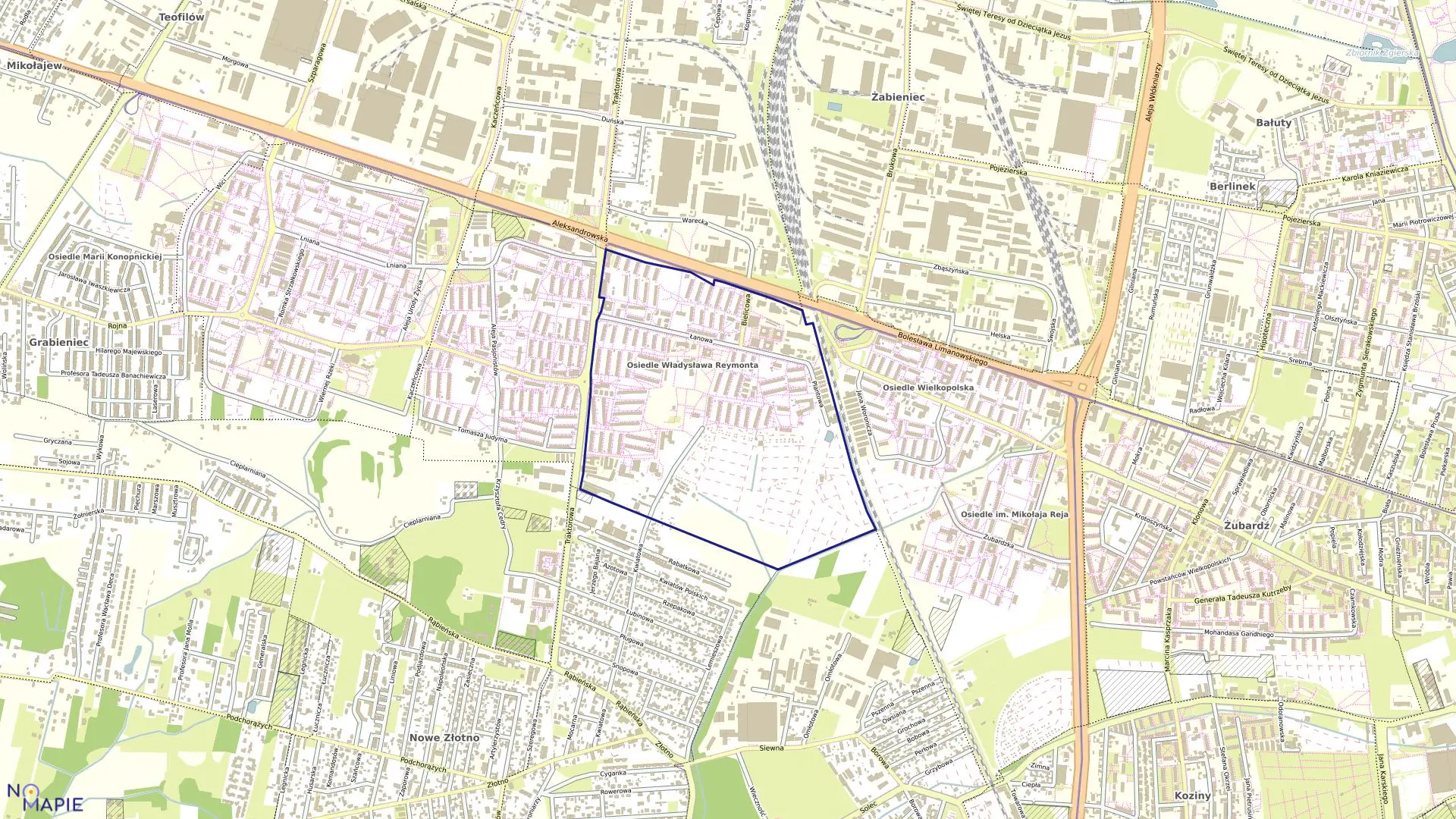 Mapa obrębu B-43 w mieście Łódź