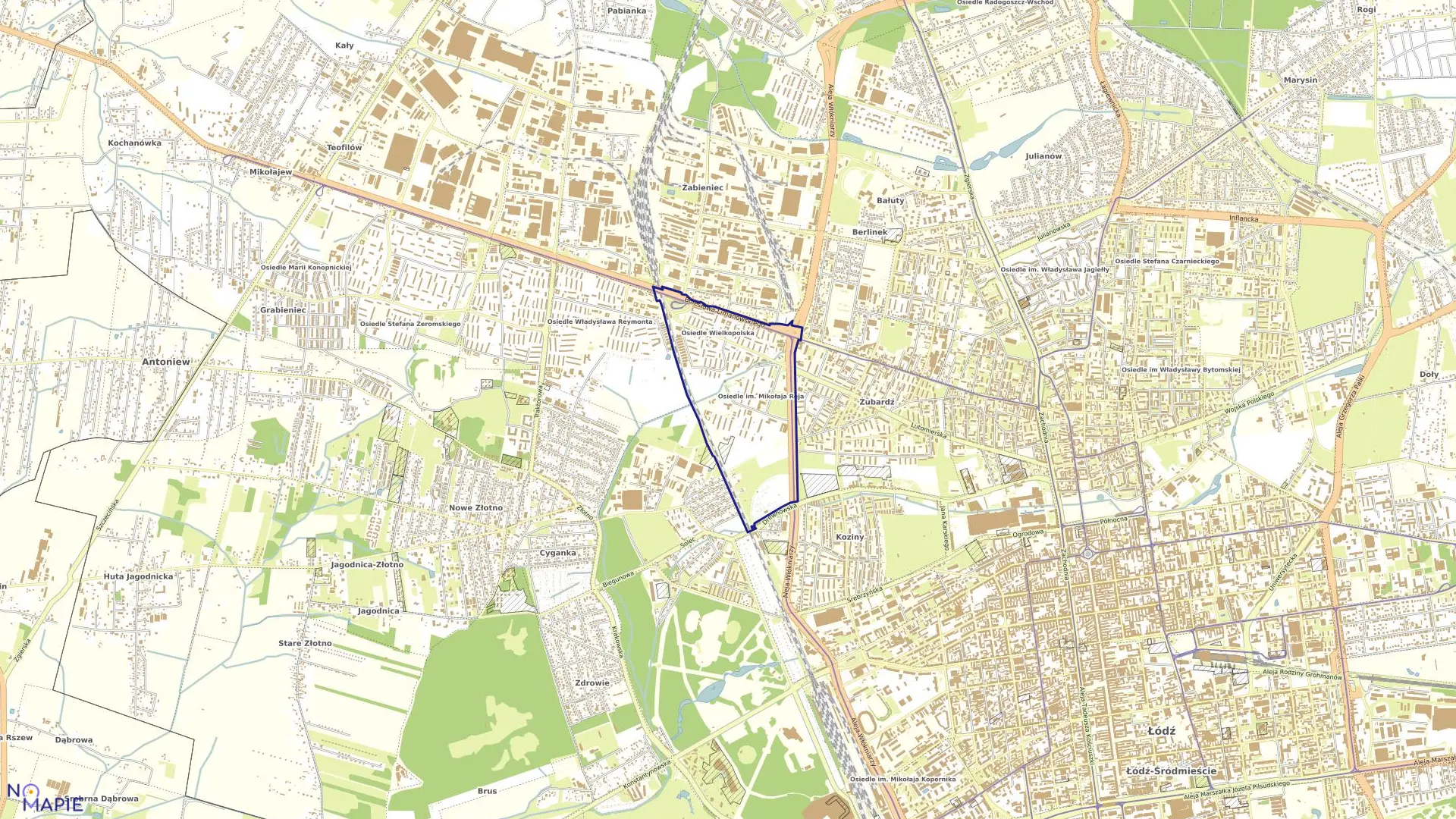 Mapa obrębu B-44 w mieście Łódź