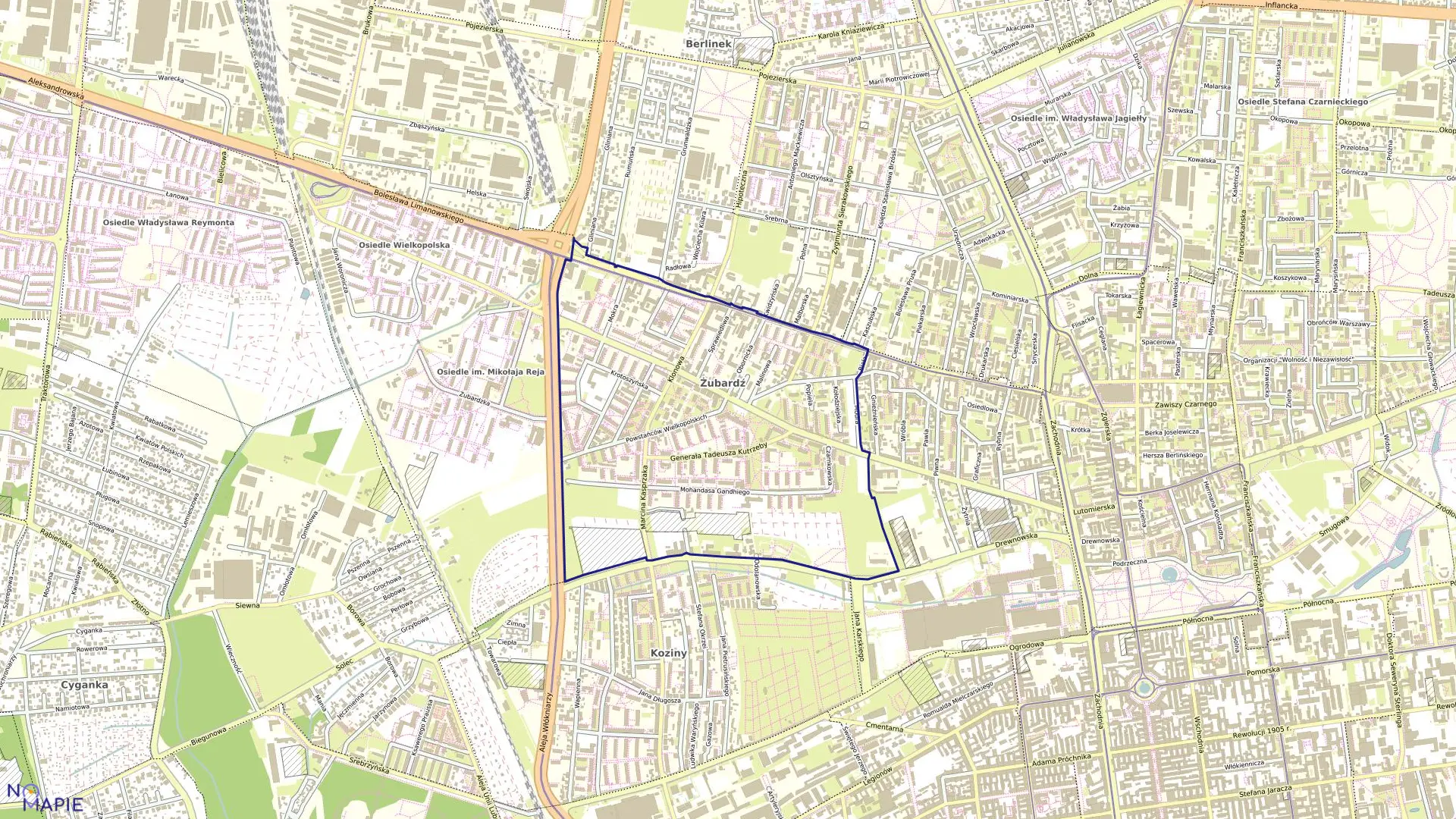 Mapa obrębu B-45 w mieście Łódź