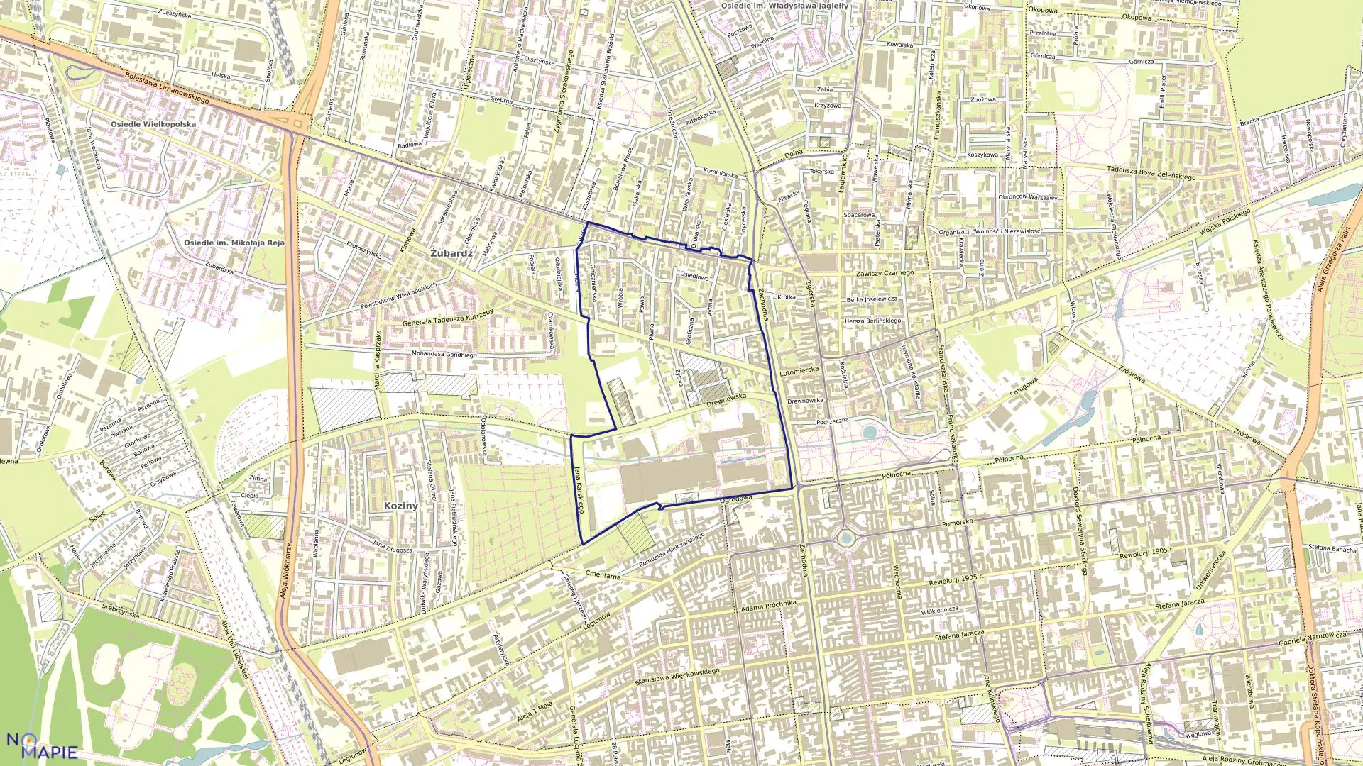 Mapa obrębu B-46 w mieście Łódź