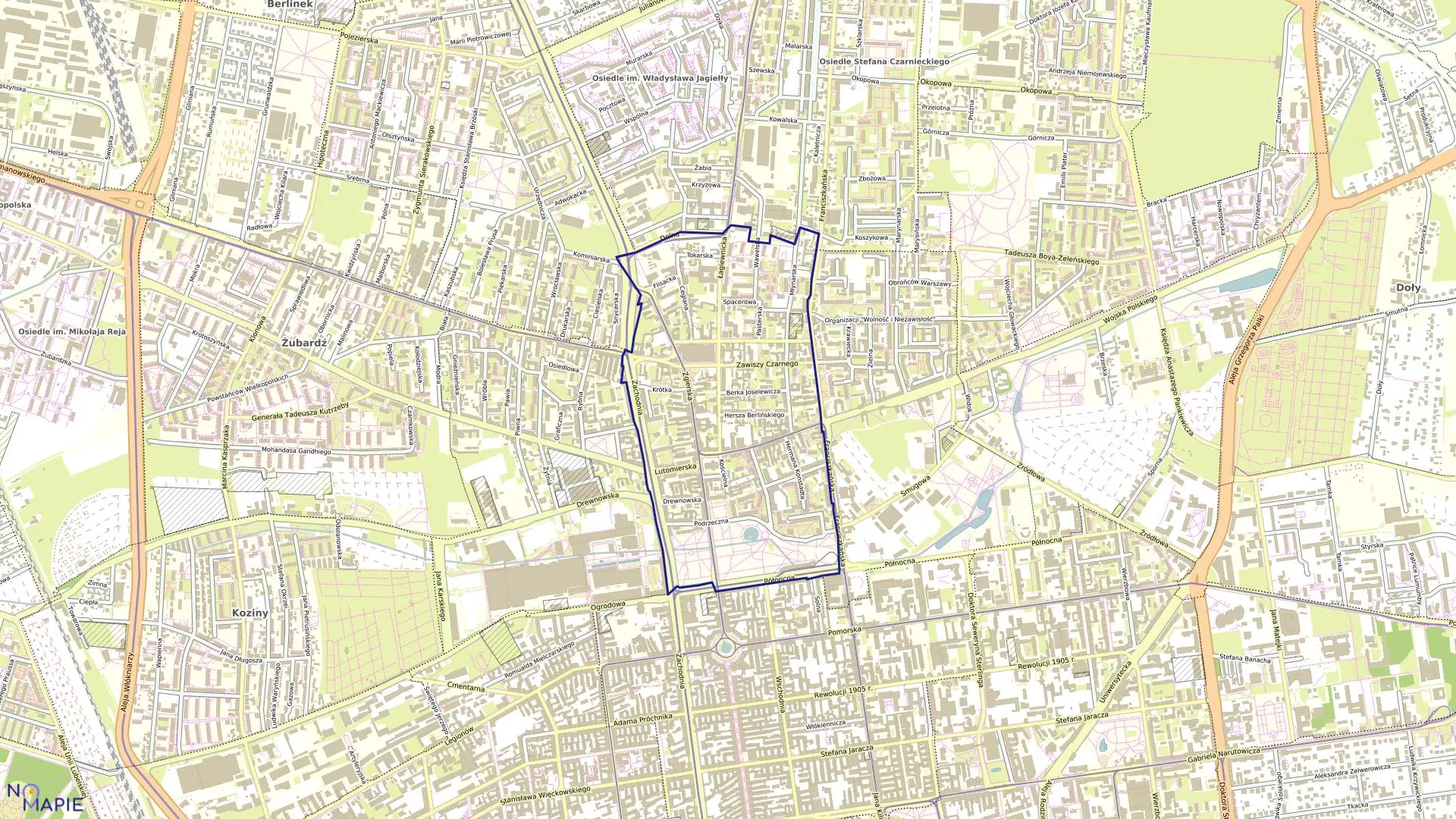 Mapa obrębu B-47 w mieście Łódź