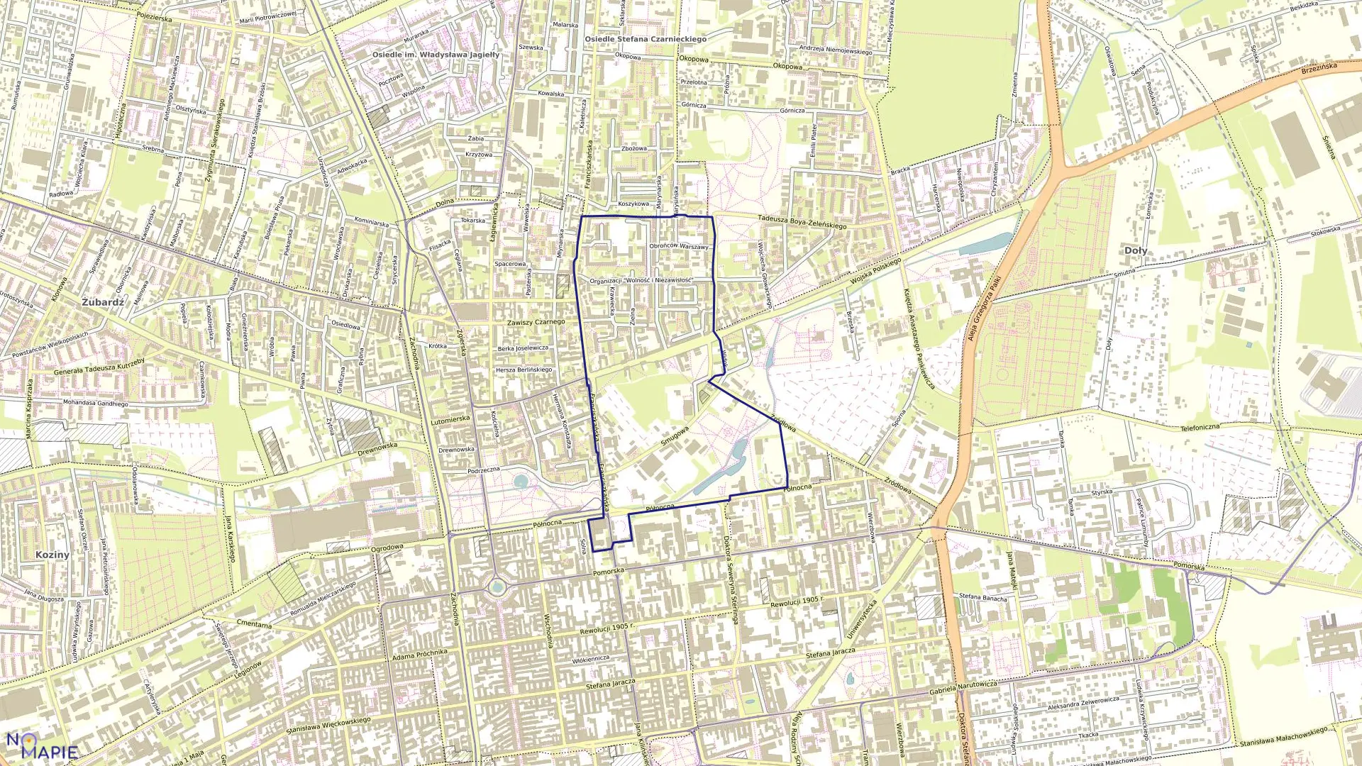 Mapa obrębu B-48 w mieście Łódź