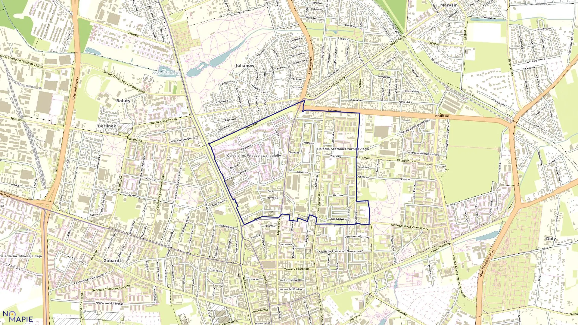 Mapa obrębu B-49 w mieście Łódź