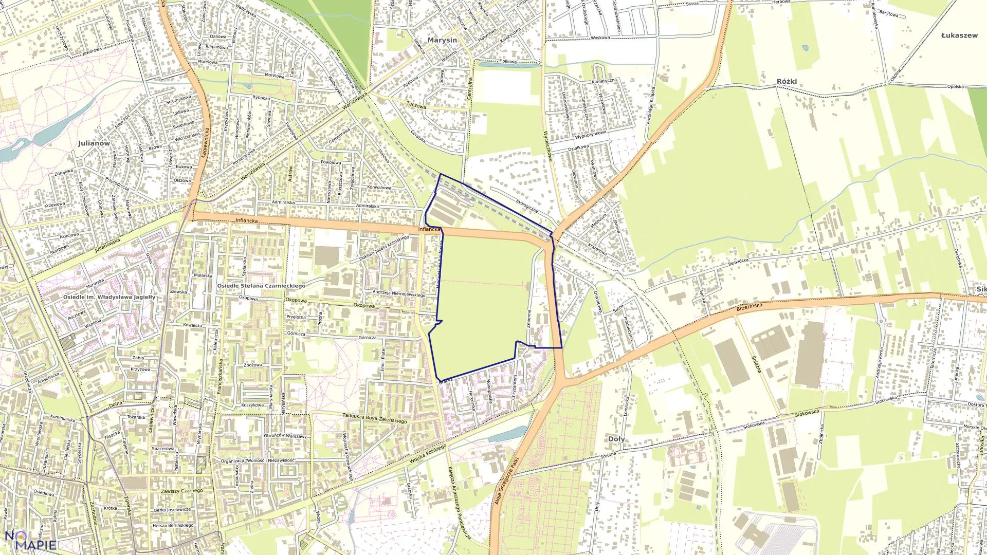 Mapa obrębu B-51 w mieście Łódź