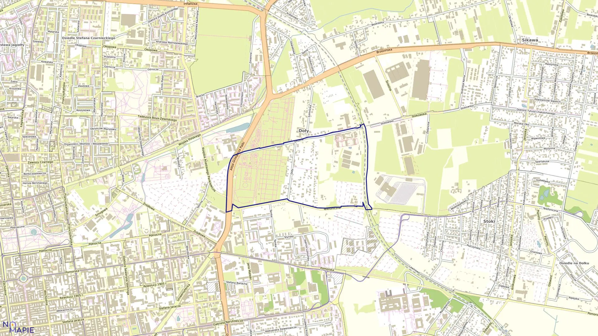 Mapa obrębu B-53 w mieście Łódź