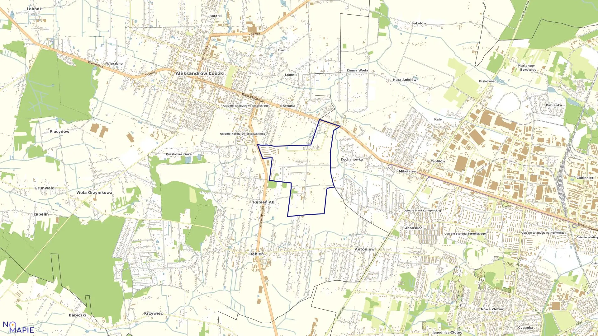 Mapa obrębu B-55 w mieście Łódź