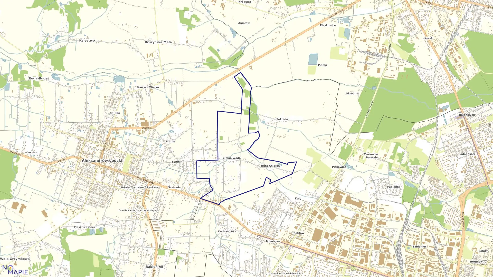 Mapa obrębu B-56 w mieście Łódź