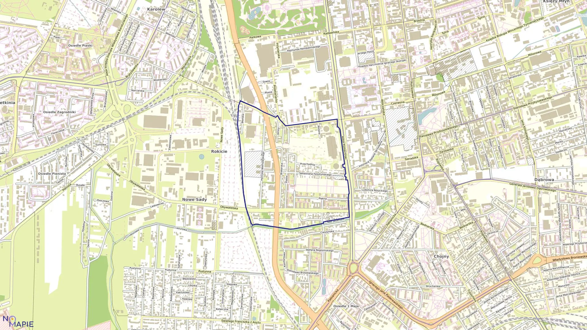 Mapa obrębu G-1 w mieście Łódź