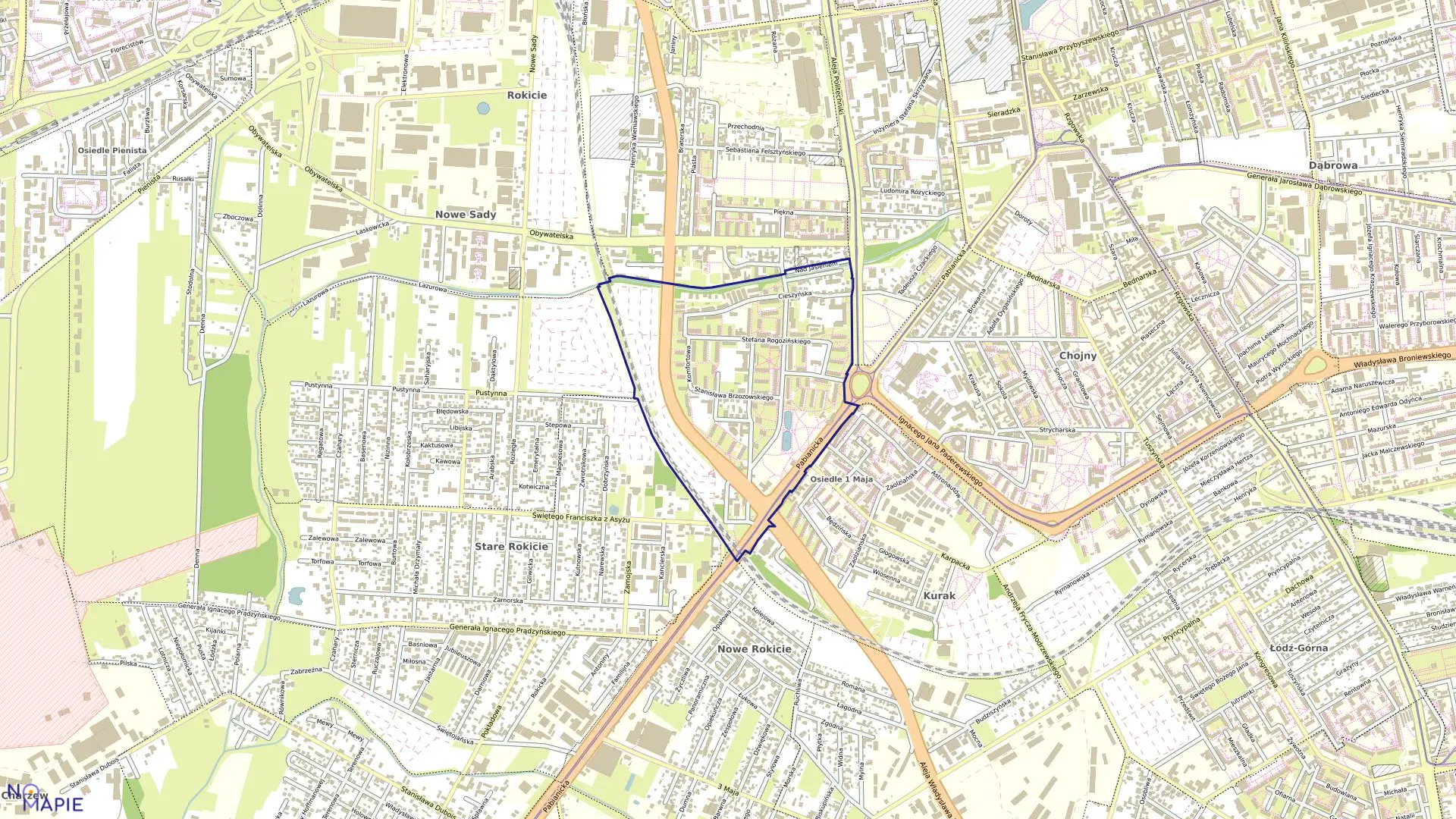 Mapa obrębu G-10 w mieście Łódź