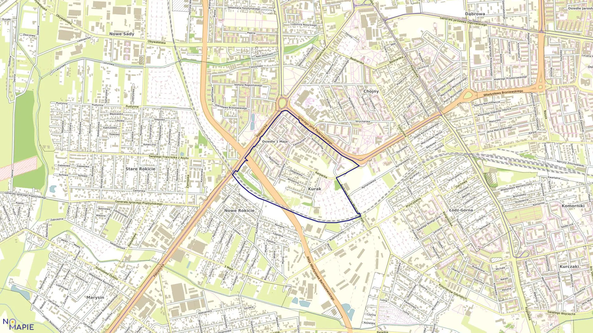 Mapa obrębu G-11 w mieście Łódź