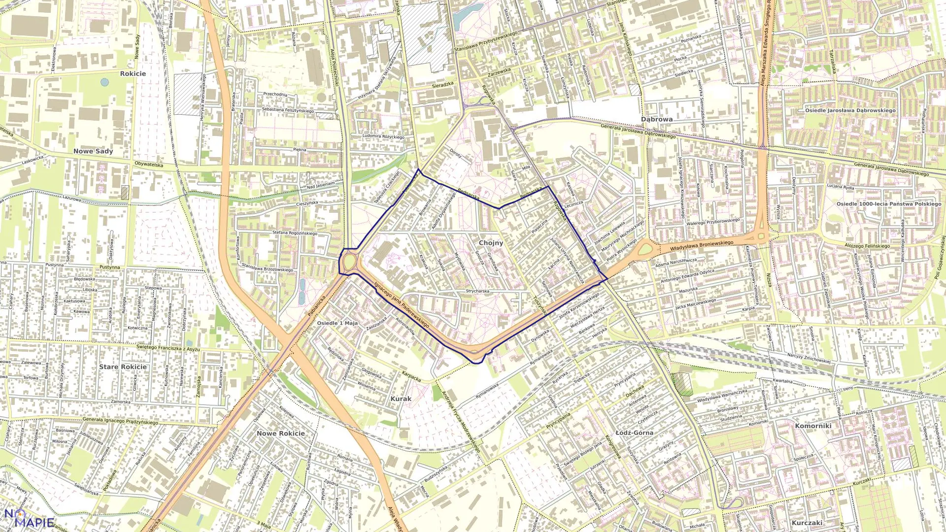 Mapa obrębu G-12 w mieście Łódź