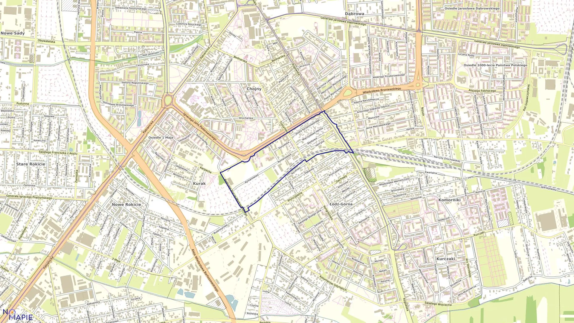 Mapa obrębu G-13 w mieście Łódź