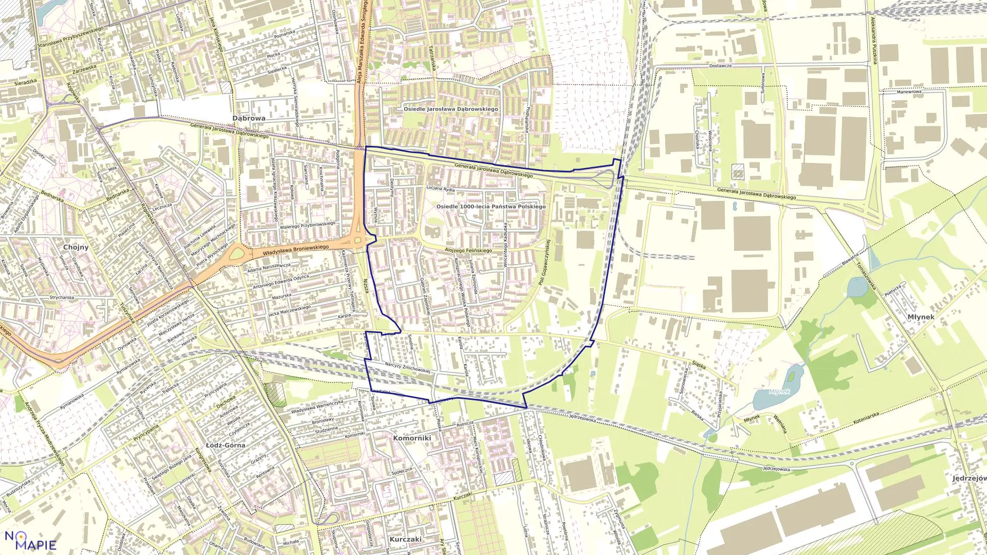 Mapa obrębu G-17 w mieście Łódź