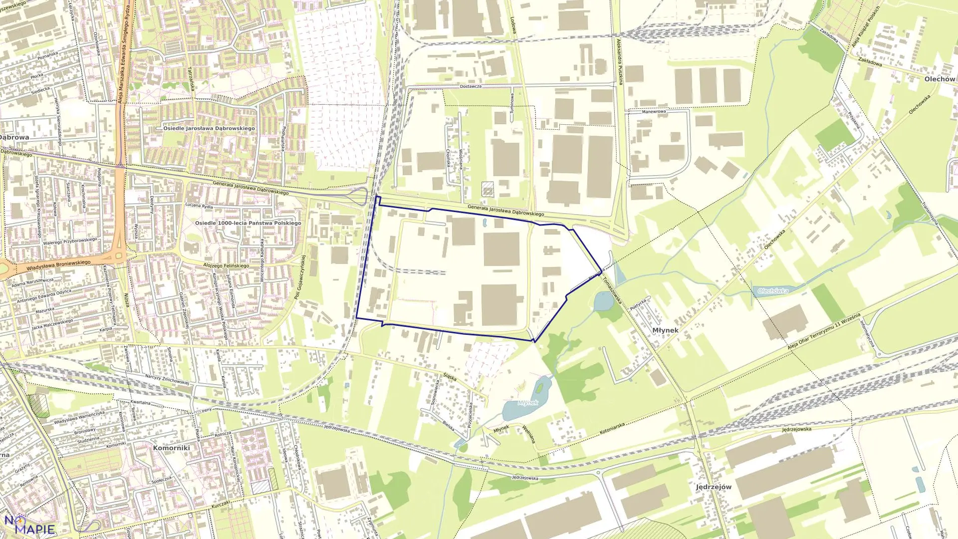 Mapa obrębu G-18 w mieście Łódź