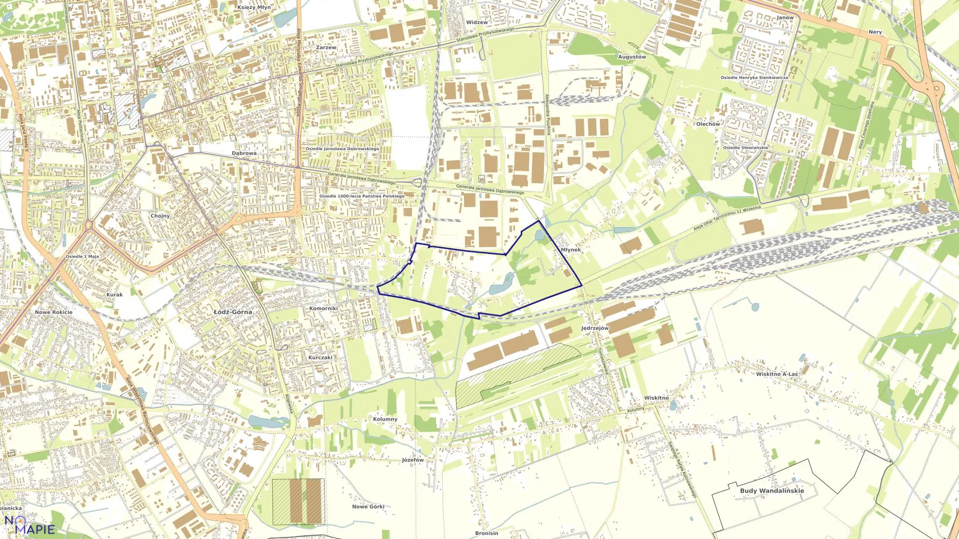 Mapa obrębu G-19 w mieście Łódź