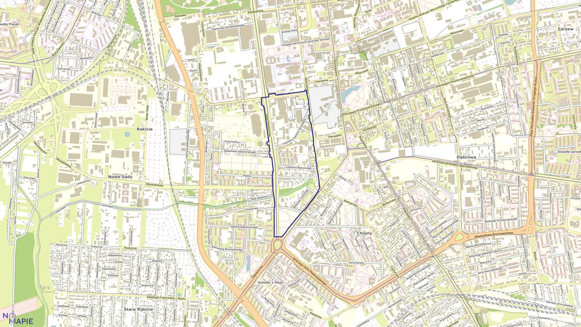 Mapa obrębu G-2 w mieście Łódź