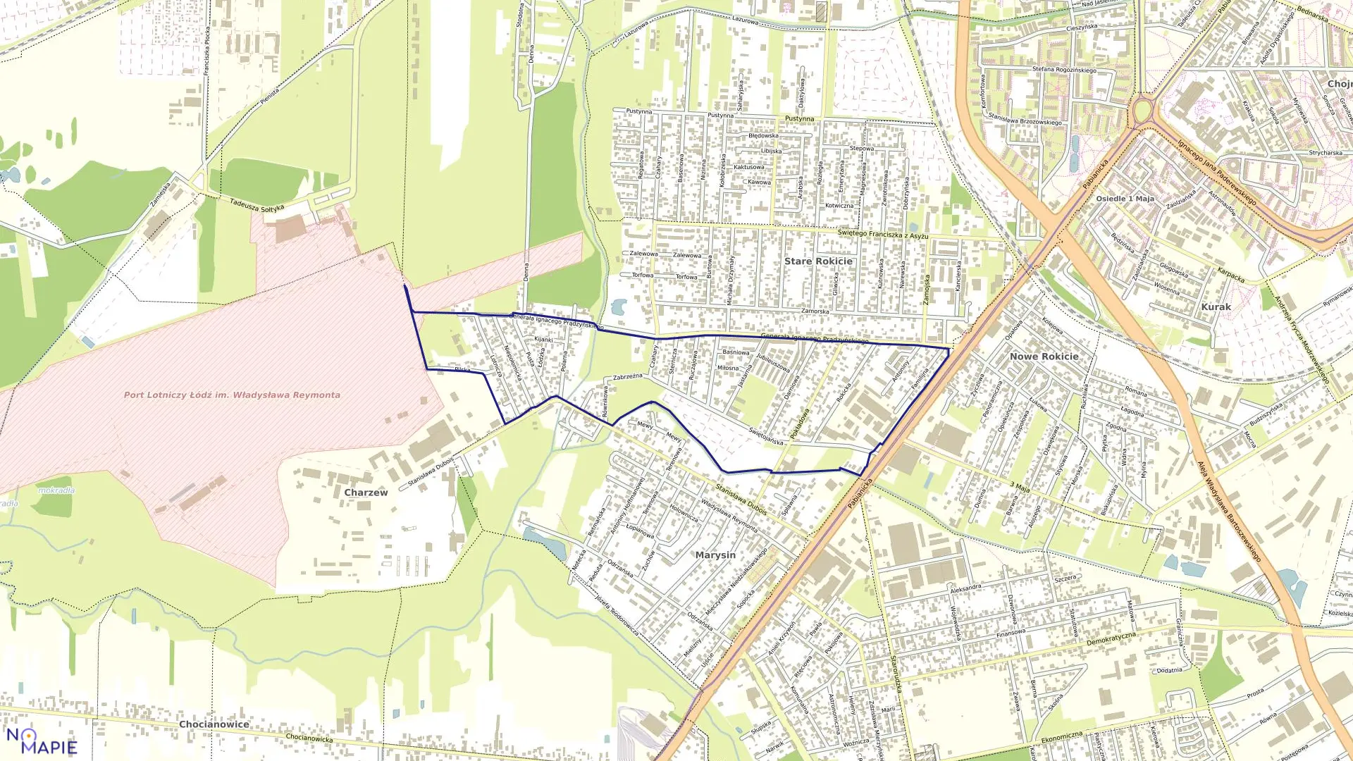 Mapa obrębu G-22 w mieście Łódź