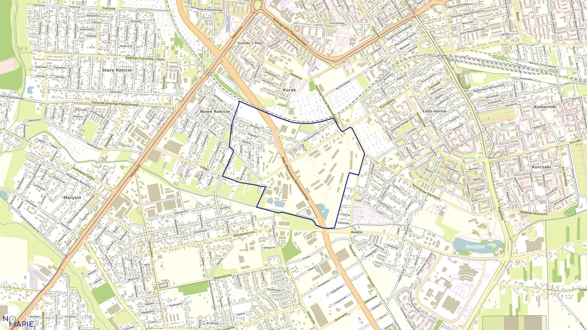 Mapa obrębu G-25 w mieście Łódź