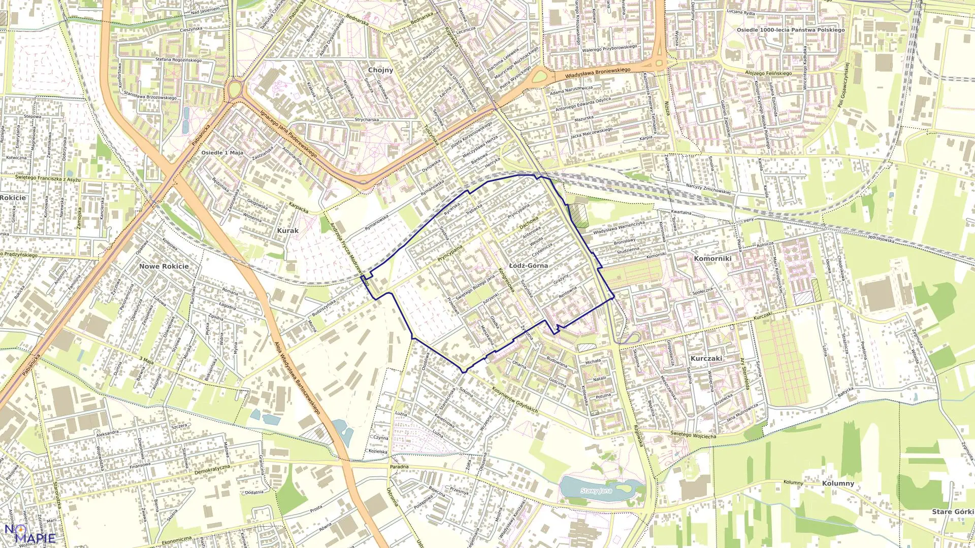 Mapa obrębu G-26 w mieście Łódź