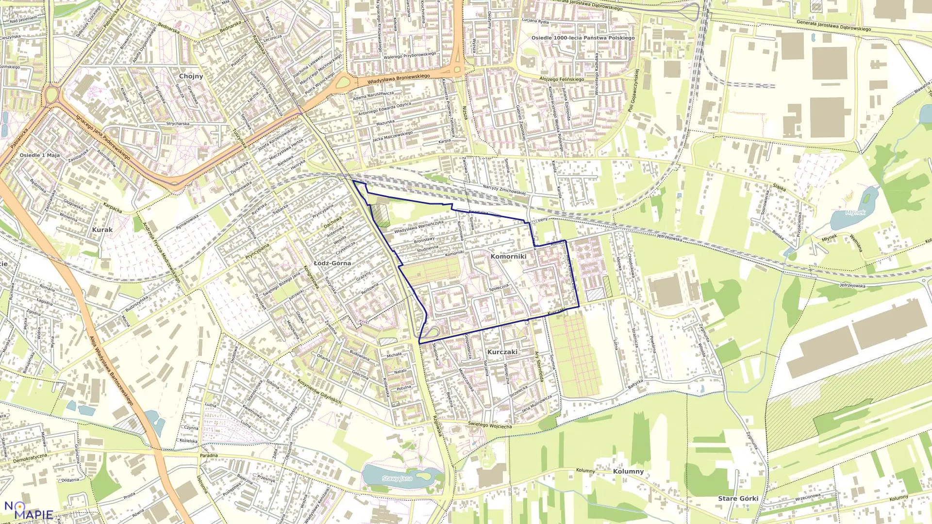 Mapa obrębu G-28 w mieście Łódź