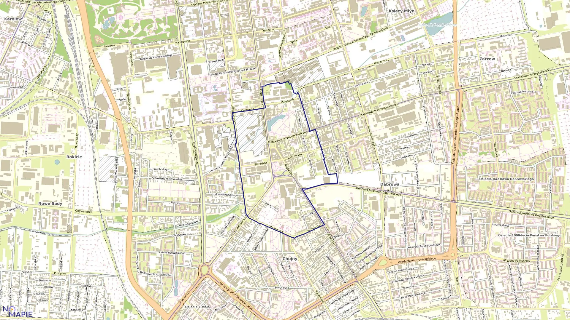 Mapa obrębu G-3 w mieście Łódź