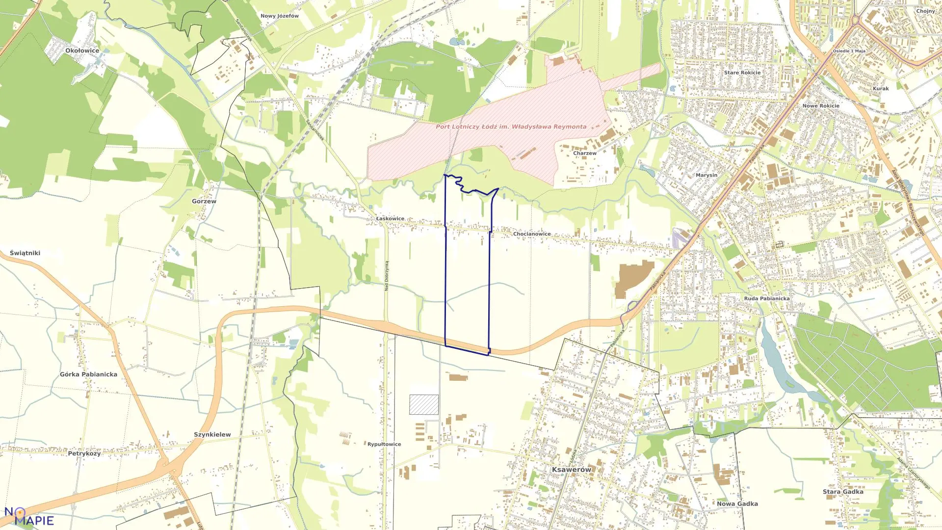 Mapa obrębu G-34 w mieście Łódź