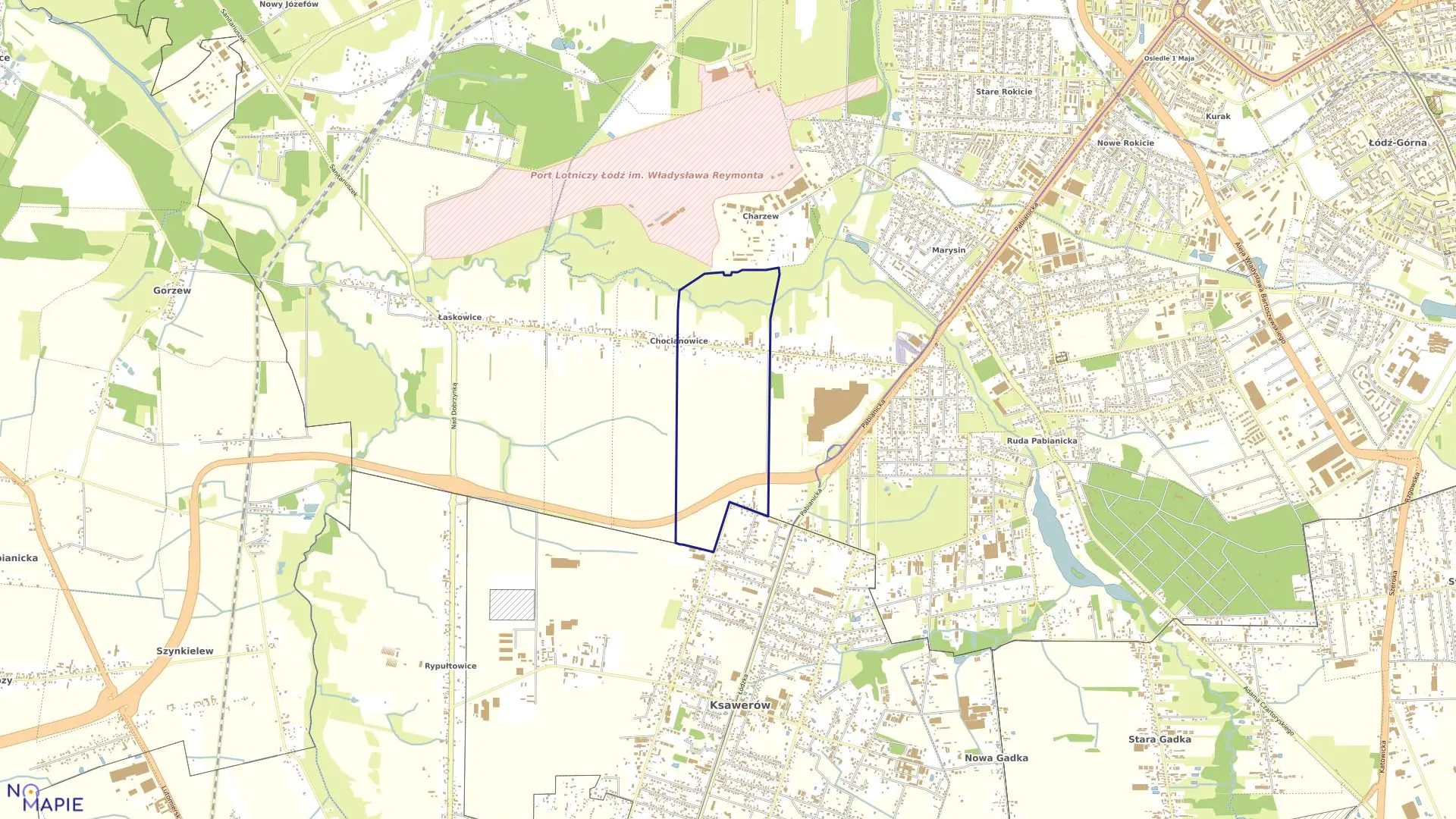 Mapa obrębu G-36 w mieście Łódź