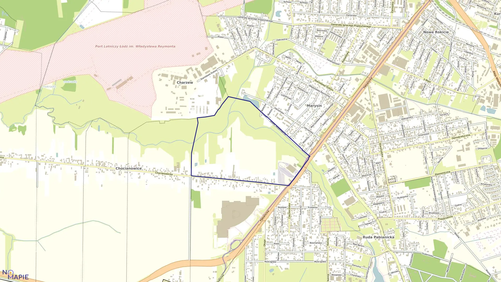 Mapa obrębu G-37 w mieście Łódź