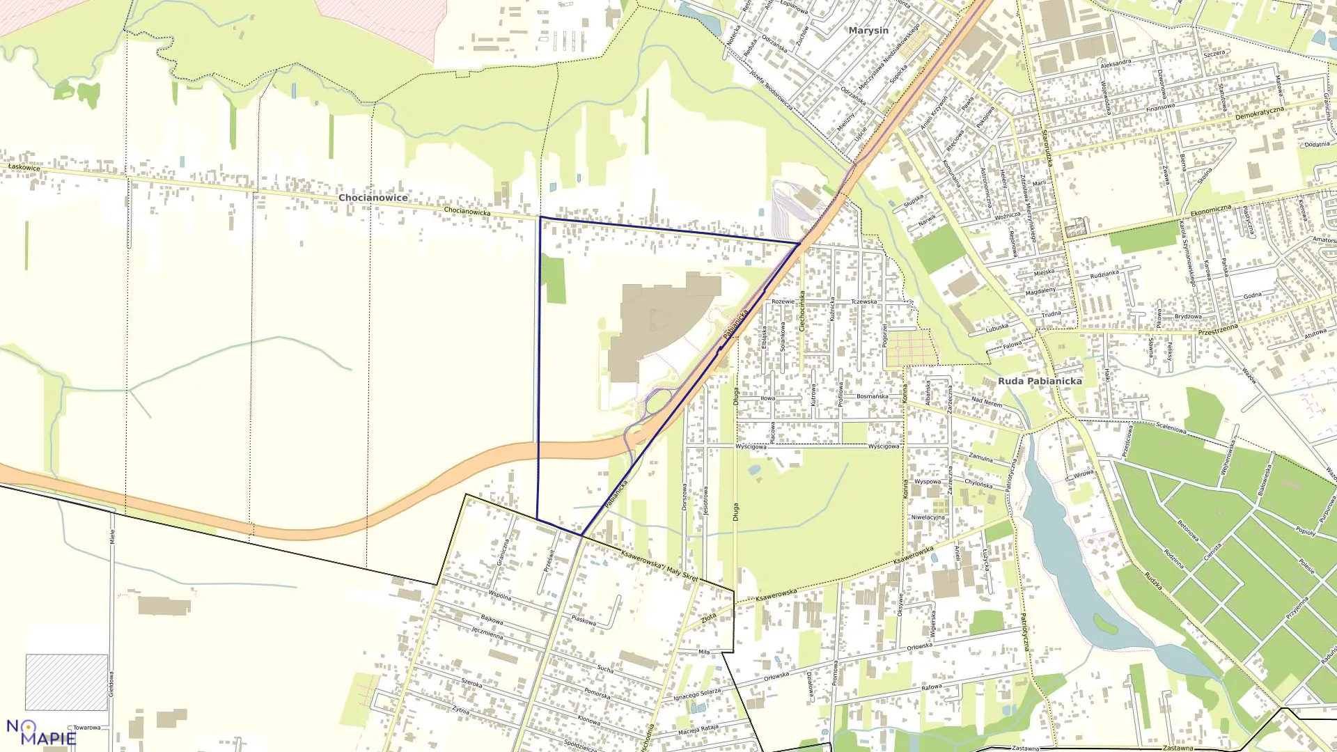 Mapa obrębu G-38 w mieście Łódź