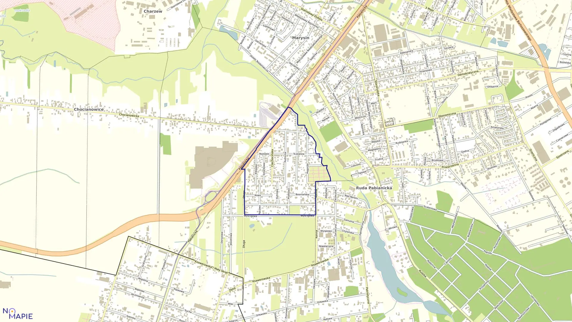 Mapa obrębu G-39 w mieście Łódź