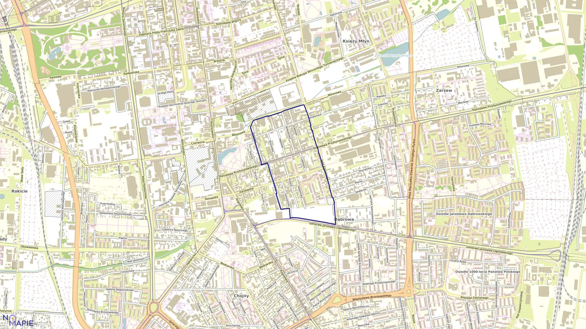 Mapa obrębu G-4 w mieście Łódź