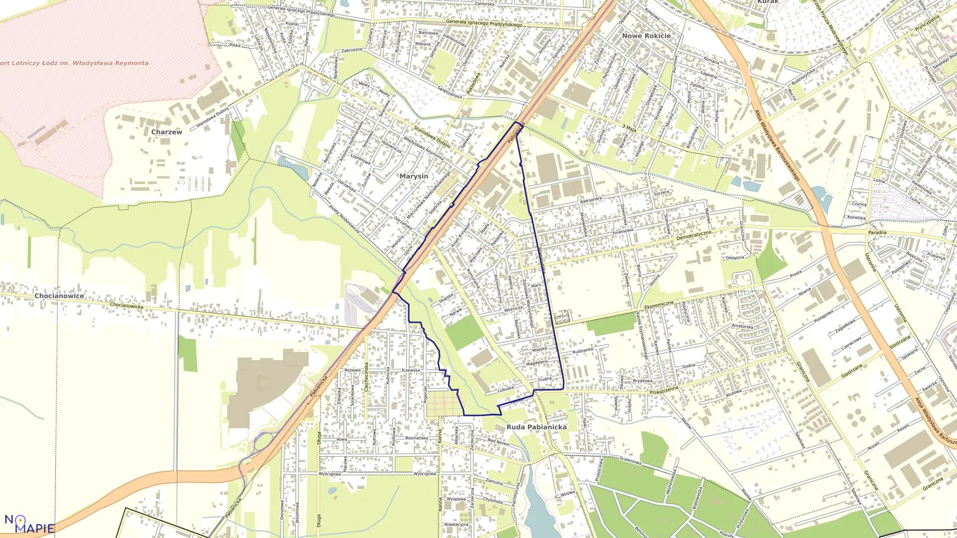 Mapa obrębu G-40 w mieście Łódź