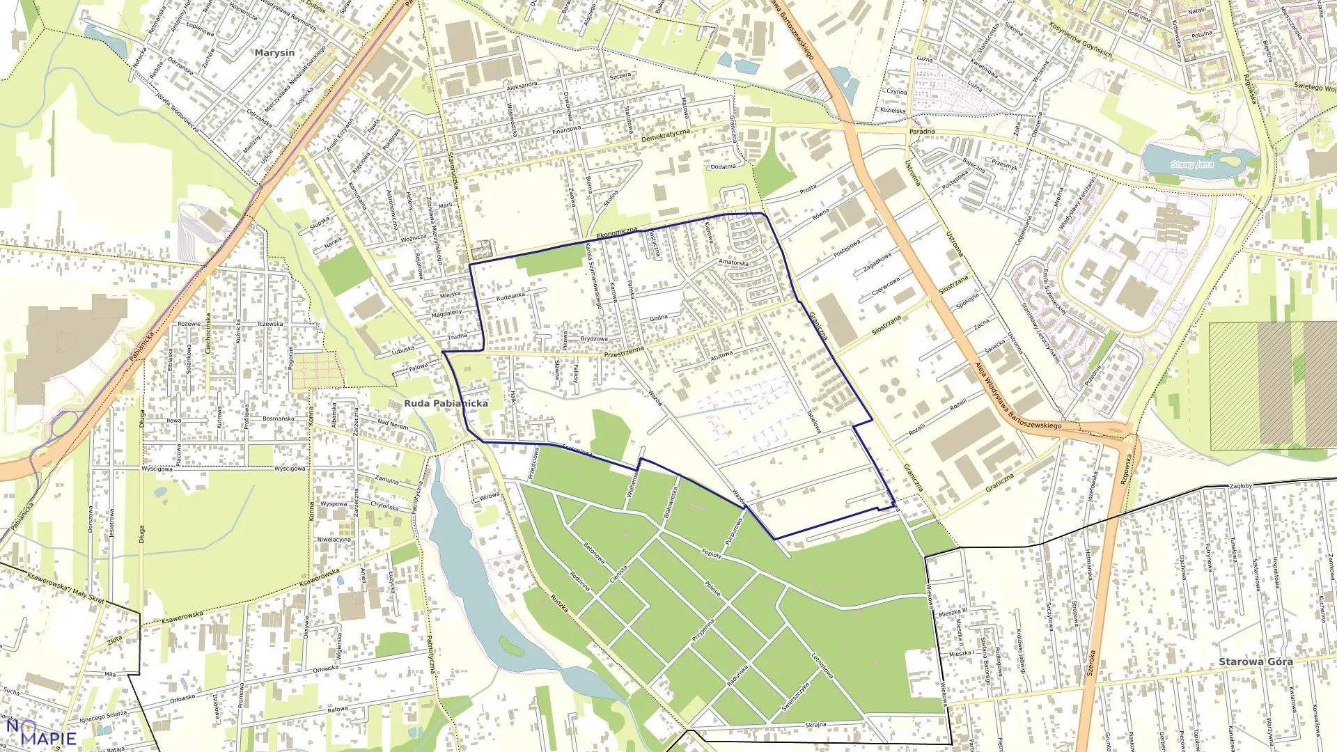 Mapa obrębu G-42 w mieście Łódź