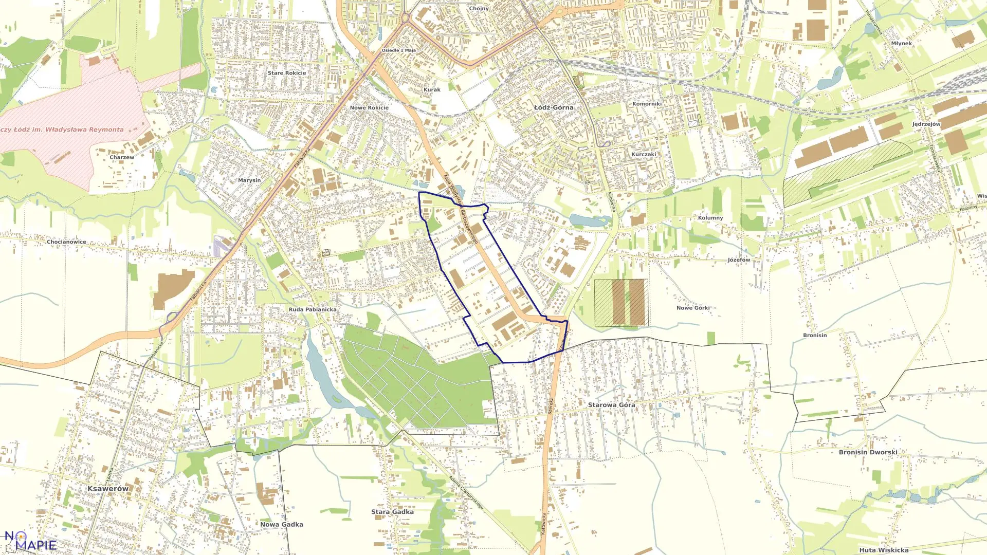 Mapa obrębu G-43 w mieście Łódź