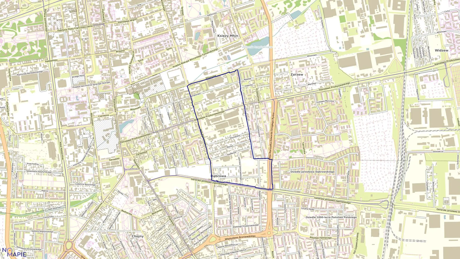 Mapa obrębu G-5 w mieście Łódź