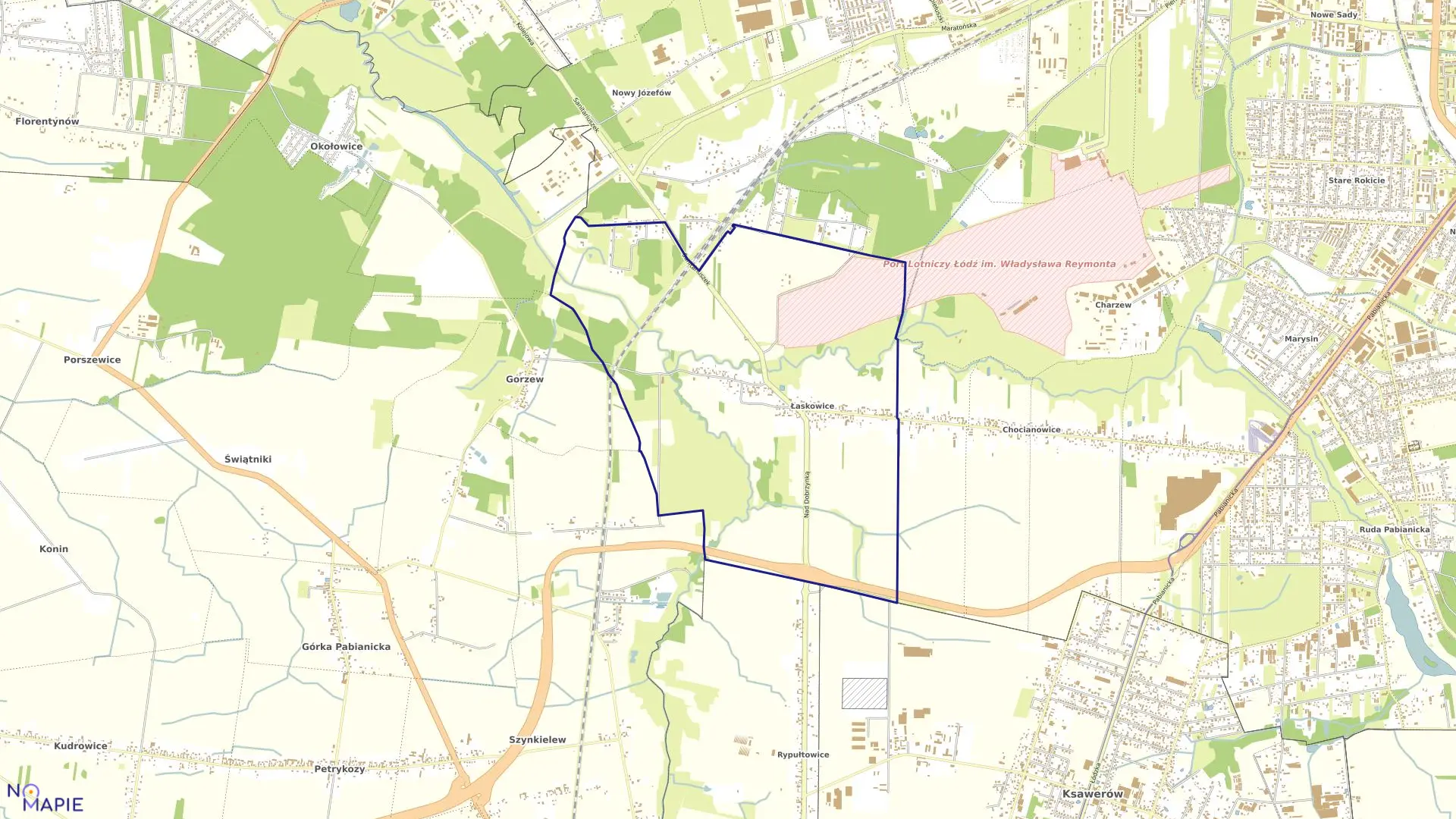 Mapa obrębu G-53 w mieście Łódź