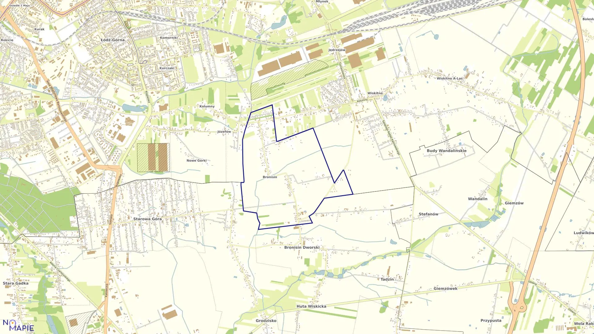 Mapa obrębu G-54 w mieście Łódź