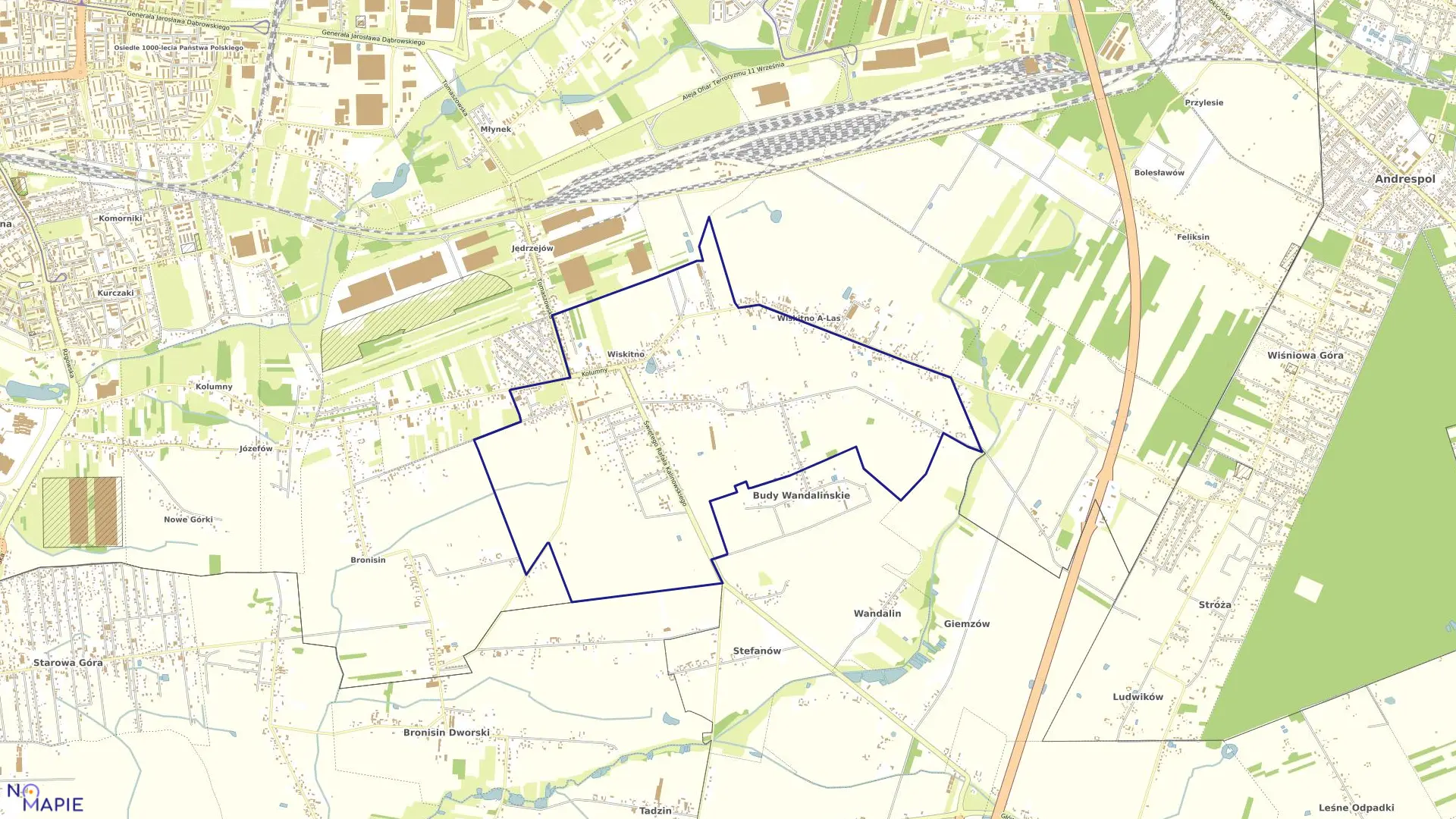 Mapa obrębu G-55 w mieście Łódź